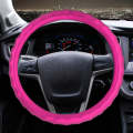 Universal Car Wave Matte Leather + Cotton Steering Wheel Cover, Diameter: 38cm(Rose Red)