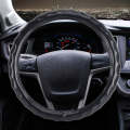 Universal Car Wave Texture Plating Leather Steering Wheel Cover, Diameter: 38cm (Black)