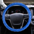 Universal Car Wave Texture Plating Leather Steering Wheel Cover, Diameter: 38cm (Blue)