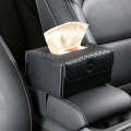 DERANFU Multi-function Car Backseat Hanger Armrest Box Leather Towel Box(Black)