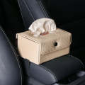 DERANFU Multi-function Car Backseat Hanger Armrest Box Leather Towel Box(Beige)