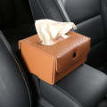 DERANFU Multi-function Car Backseat Hanger Armrest Box Leather Towel Box(Brown)