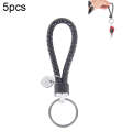 5pcs Car Key Ring Holder With Leather Strip(Black)