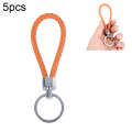 5pcs Car Key Ring Holder With Leather Strip (Orange)