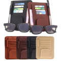 Multi-functional Auto Car Sun Visor Sunglass Holder Card Bill Ticket Storage Holder Pouch Bag(Khaki)