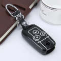 Car Auto PU Leather Fold Three Buttons Luminous Effect Key Ring Protection Cover for CRV(Black)