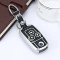 Car Auto PU Leather Fold Three Buttons Luminous Effect Key Ring Protection Cover for CRV(Silver)