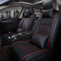 Car Leather Full Coverage Seat Cushion Cover, Luxury Version,Only One Front Seat(Black Red)