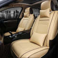 Car Leather Full Coverage Seat Cushion Cover, Luxury Version,Only One Front Seat(Beige)