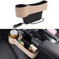 Car Multi-functional Driver Seat Console PU Leather Box Cigarette Lighter Charging Pocket Cup Hol...