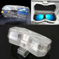 Car Multi-functional Glasses Case Sunglasses Storage Holder with Card Slot, Diamond Style (Transp...