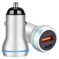 ACC-581 PD 20W + QC3.0 Type-C / USB-C + USB Fast Charging Car Charger (Silver)