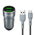 IVON CC38 2.4A Dual USB Car Charger + 1m USB to Micro USB Fast Charge Data Cable Set