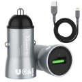 IVON CC39 18W 3.1A QC 3.0 USB Car Charger + 1m USB to 8 Pin Fast Charge Data Cable Set