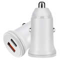 PD 20W USB-C / Type-C + QC 3.0 USB Interface Fast Charging Car Charger (White)