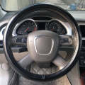 Universal Car Genuine Leather Pinhole Steering Wheel Cover, Diameter: 38cm(Black)
