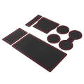 7 in 1 Car Water Cup Gate Slot Mats Silicon Anti-Slip Interior Door Pad for Tesla Model 3 (Red)