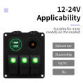 Multi-functional Combination Switch Panel 12V / 24V 3 Way Switches + Dual USB Charger for Car RV ...