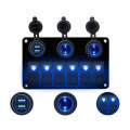 Multi-functional Combination Switch Panel 12V / 24V 6 Way Switches + Dual USB Charger for Car RV ...