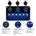 Multi-functional Combination Switch Panel 12V / 24V 6 Way Switches + Dual USB Charger for Car RV ...