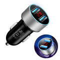 JMG-C016A 5V 3.1A Car Dual USB Charger with LED Display(Silver)