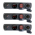 3 PCS 4-hole Panel Combination Switch Dual USB 4.2A Power Plug with Voltmeter(Red Light)