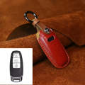 For Audi Series Car Cowhide Leather Key Protective Cover Key Case, C Version 2018 and Above (Red)