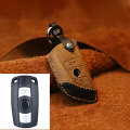 For BMW Blade Style Car Cowhide Leather Key Protective Cover Key Case, Two Keys Version (Brown)