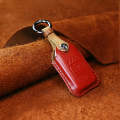 For Honda Car Cowhide Leather Key Protective Cover Key Case, Two Keys Version (Red)