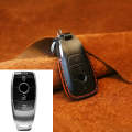 For Mercedes-Benz Colorful Edge Style Car Cowhide Leather Key Protective Cover Key Case (Black)