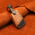 For Volkswagen Car Cowhide Leather Key Protective Cover Key Case, A Version(Brown)