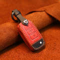 For Volkswagen Car Cowhide Leather Key Protective Cover Key Case, D Version(Red)
