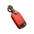 For Volkswagen Car Cowhide Leather Key Protective Cover Key Case, D Version(Red)