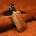 For Toyota Car Cowhide Leather Key Protective Cover Key Case, Two Keys Version(Brown)