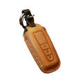 For Toyota Car Cowhide Leather Key Protective Cover Key Case, Three Keys Version (Brown)