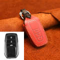 For Toyota Car Cowhide Leather Key Protective Cover Key Case, Three Keys Version (Red)