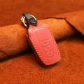 For Toyota Car Cowhide Leather Key Protective Cover Key Case, Three Keys Version (Red)