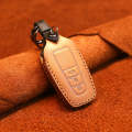For Toyota Car Cowhide Leather Key Protective Cover Key Case, Three Keys Version (Brown)