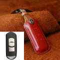 For Mazda Old Style Hallmo Car Cowhide Leather Key Protective Cover Key Case, Three Keys Version(...