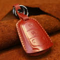 For Cadillac Car Cowhide Leather Key Protective Cover Key Case, Four Keys Version (Red)
