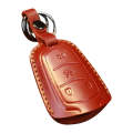 For Cadillac Car Cowhide Leather Key Protective Cover Key Case, Four Keys Version (Red)