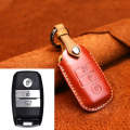 For Kia Old Style Car Cowhide Leather Key Protective Cover Key Case (Red)