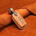 For Kia Old Style Car Cowhide Leather Key Protective Cover Key Case (Brown)