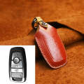 For Ford Car Cowhide Leather Key Protective Cover Key Case, Four Keys Version (Red)