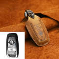For Ford Car Cowhide Leather Key Protective Cover Key Case, Four Keys Version (Brown)
