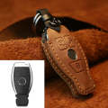 For Mercedes-Benz Old Style Car Cowhide Leather Key Protective Cover Key Case (Brown)