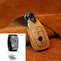 For Mercedes-Benz New Style Car Cowhide Leather Key Protective Cover Key Case (Brown)