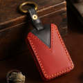 For Volvo Car Cowhide Leather Key Protective Cover Key Case (Red)