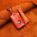 For Volvo Single Slit Style Car Cowhide Leather Key Protective Cover Key Case (Red)