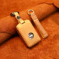 For Volvo Single Slit Style Car Cowhide Leather Key Protective Cover Key Case (Brown)